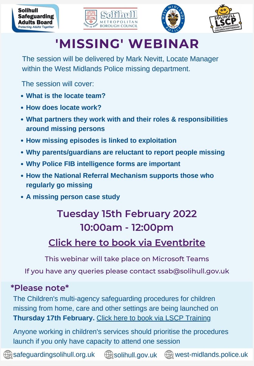 Free Webinar if you workmwith young people in Solihull.