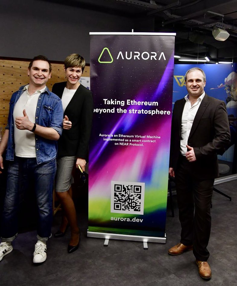 OffKyiv's tweet image. about our partners:
@auroraisnear is an Ethereum virtual machine built on the NEAR protocol. Aurora has developed a Rainbow Bridge that allows transferring assets between Ethereum, NEAR, and Aurora. 
#offchain