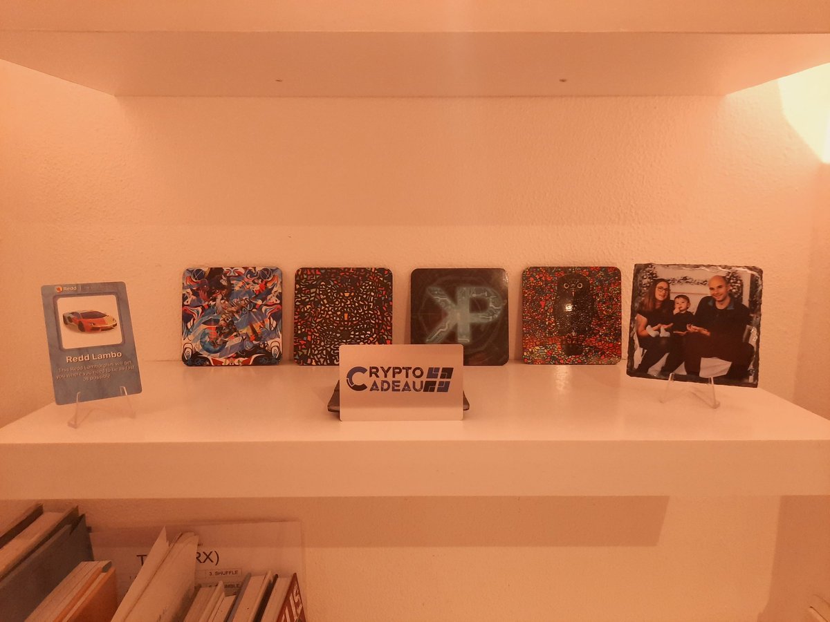 Kpcrypt0's tweet photo. My new wall mounted shelves are great for showboating my #crypto and #NFT stuff.

Still love that metal #ReddCard Lambo. 

https://t.co/ak4X5QTCbL

https://t.co/lm2Y6HQO8F https://t.co/QQokMNdGks