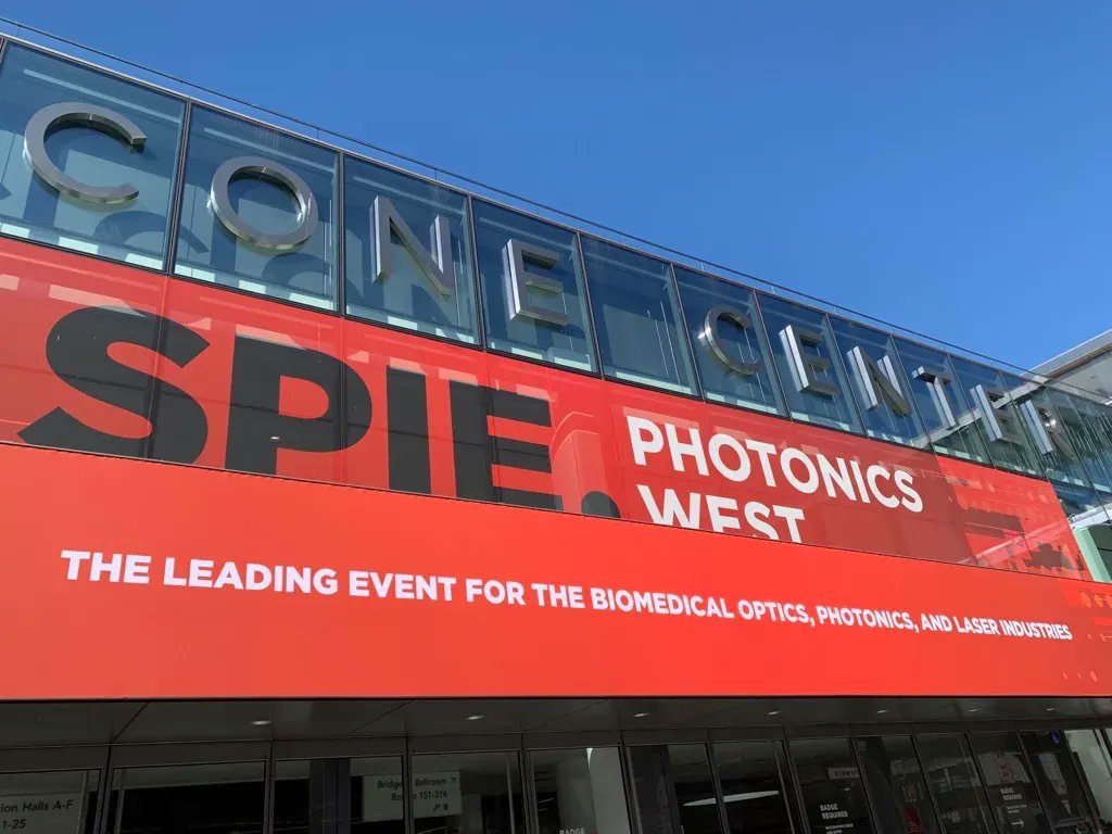 Sheaumann's tweet photo. We are finally here in person! Thank you to @SPIEtweets for all the hard work to make this show happen. Also, don't forget to visit booth 1649 and scan the code for a chance to win an Apple homepod mini! #PhotonicsWest #giveaway https://t.co/c4hkwx5Rh1