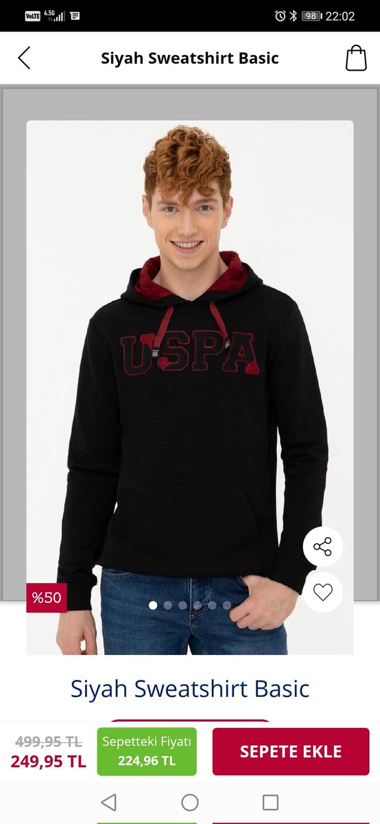 Uygulamanızda 500 tl den %50 inidirimle 250 tl ye aldığım ürünler geldi. Ama etiket fiyatları 370 tl. Basit bir hesapla parça başı 65 tl fazla ödemiş oluyorum. Tüketici yanıltıyorsunuz. Zararımın giderilmesini talep ederim. <a href="/uspoloassntr/">U.S. Polo Assn. TR</a>