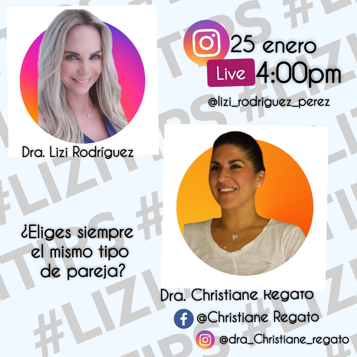 ¿Eliges siempre el mismo tipo de pareja?💔👫 No te puedes perder nuestro instagram live de hoy a las 4:00pm con una invitada especial @dra_christiane_regato  que nos hablará de in tema muy interesante. ¡Te esperamos!!