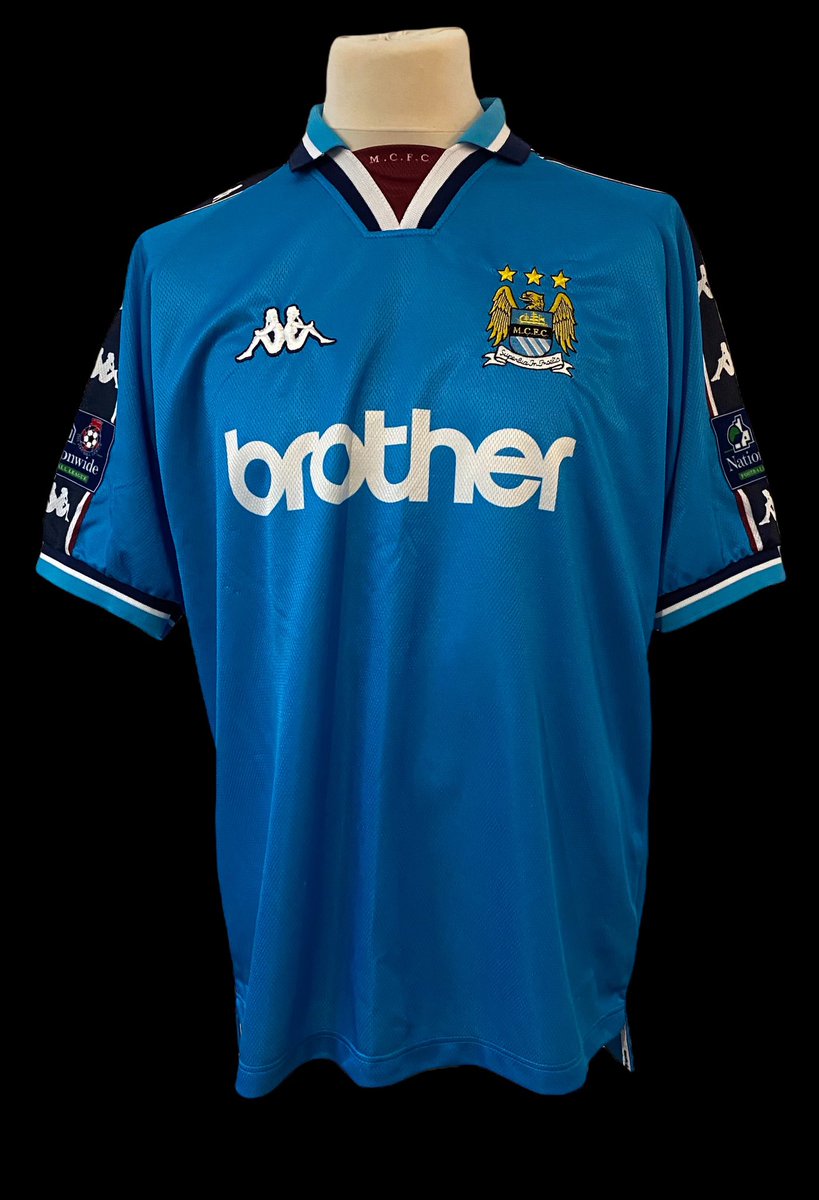 ManWorn's tweet photo. ‘Feed the goat and he will score ‘ Shaun Goater 1997/98 worn shirt. The Goat and City would be relegated that season to Div 2 #matchworn https://t.co/0J6MHzuSIL