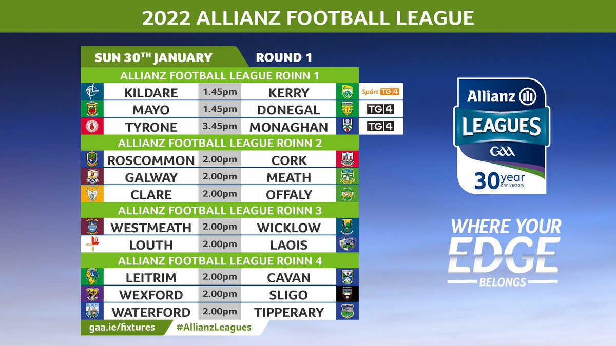 Armagh_GAA's tweet photo. Watch Saturday nights game against Dublin live on RTE. 

Here’s a list of #AllianzLeague Round One games this weekend. https://t.co/33jhI6wC26