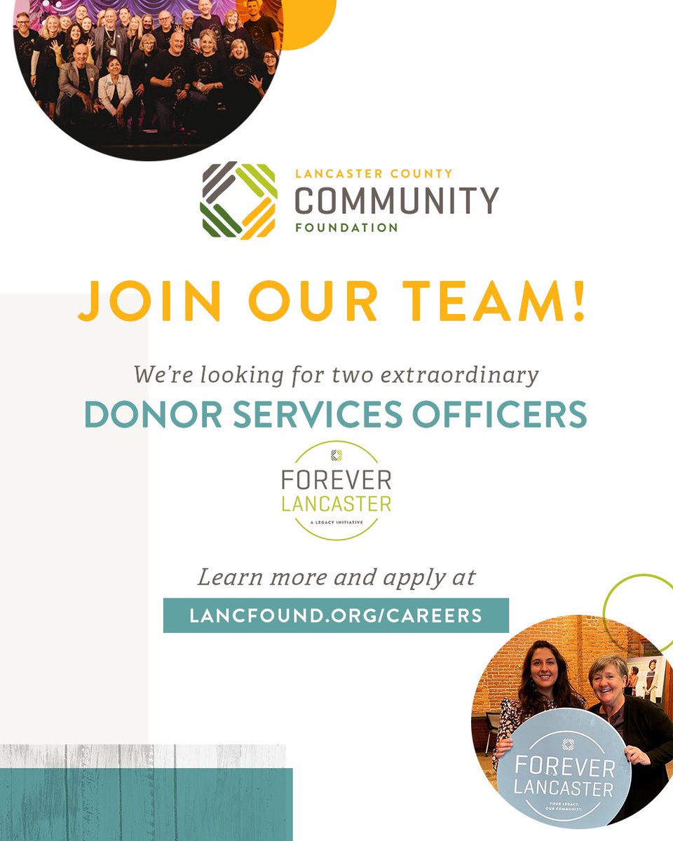 We want you to be a part of our team! We are looking for two extraordinary Donor Services Officers to join us in our work of emboldening extraordinary community. Learn more at LancFound.org/careers. Apply by February 7th!