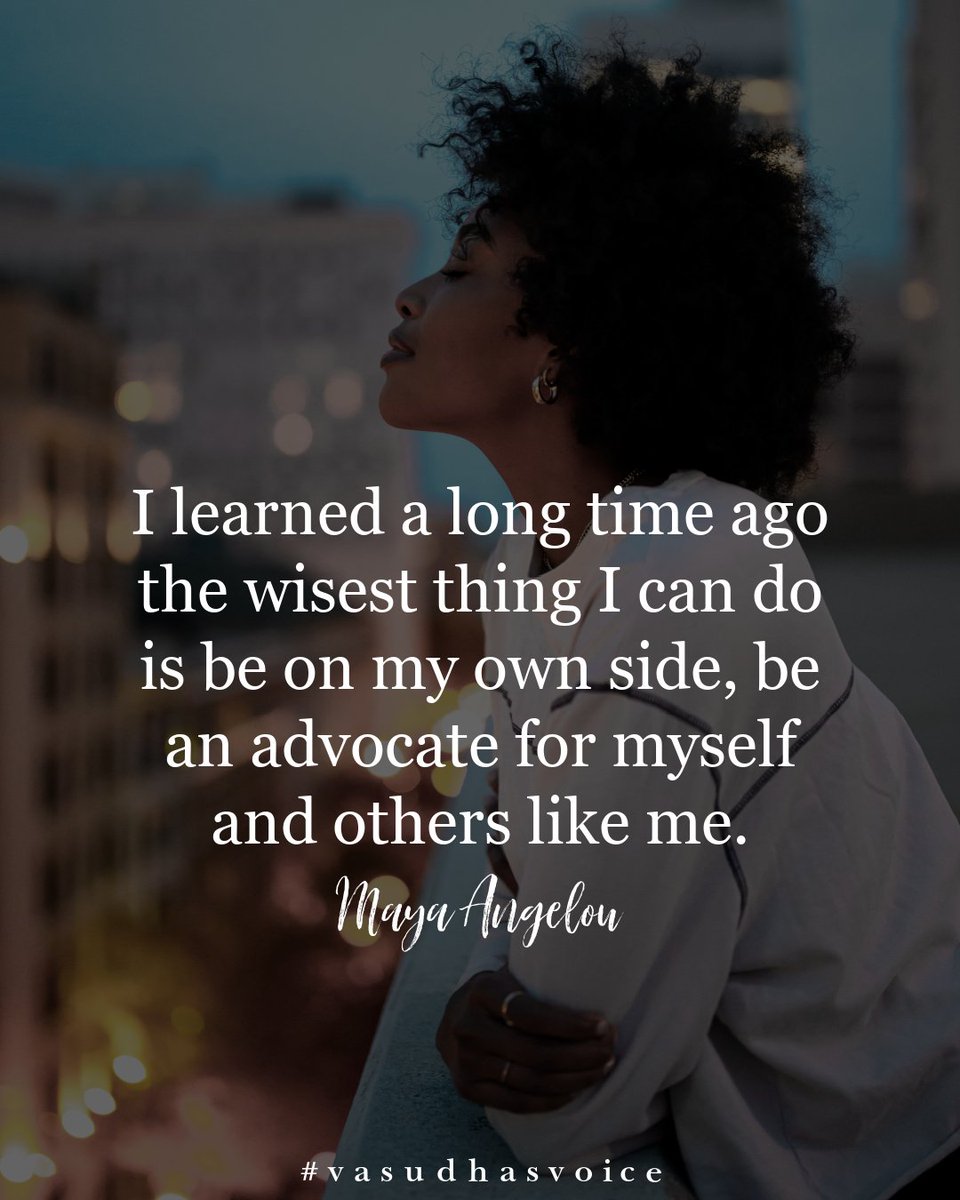 vasudhasvoice's tweet photo. I learned a long time ago the wisest thing I can do is be on my own side, be an advocate for myself and others like me.

Maya Angelou

💜

#whyshemustlead #authorsofinstagram  #vasudhasvoice #womenofcolor  #womenleadership #genderpaygap  #womeninequality #mayaangelou https://t.co/9tAN5M51mK