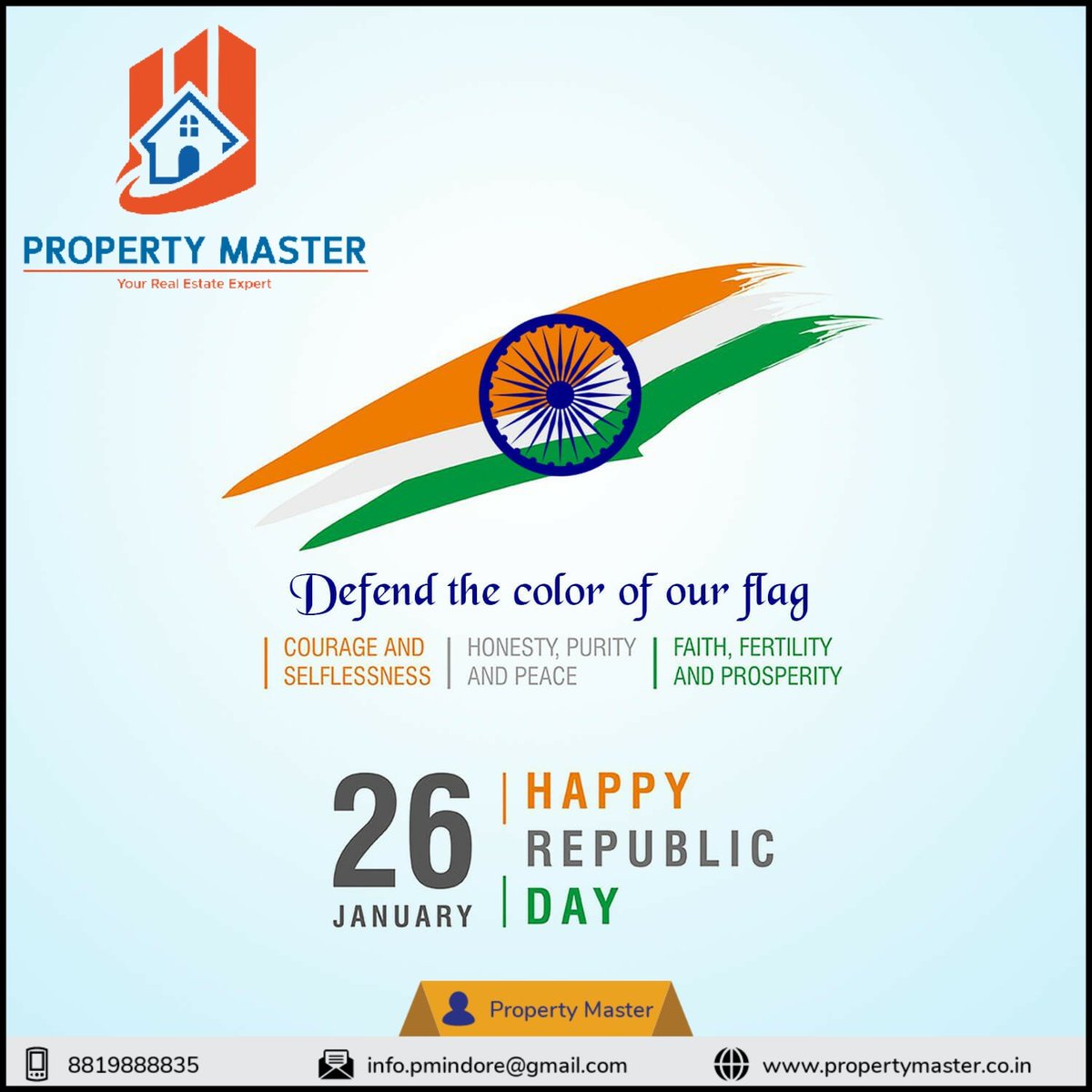 PROPERTYMASTE19's tweet photo. #HappyRepublicDay 
#26january2022 
#Propertymasterindore https://t.co/xzCNaFbuPd