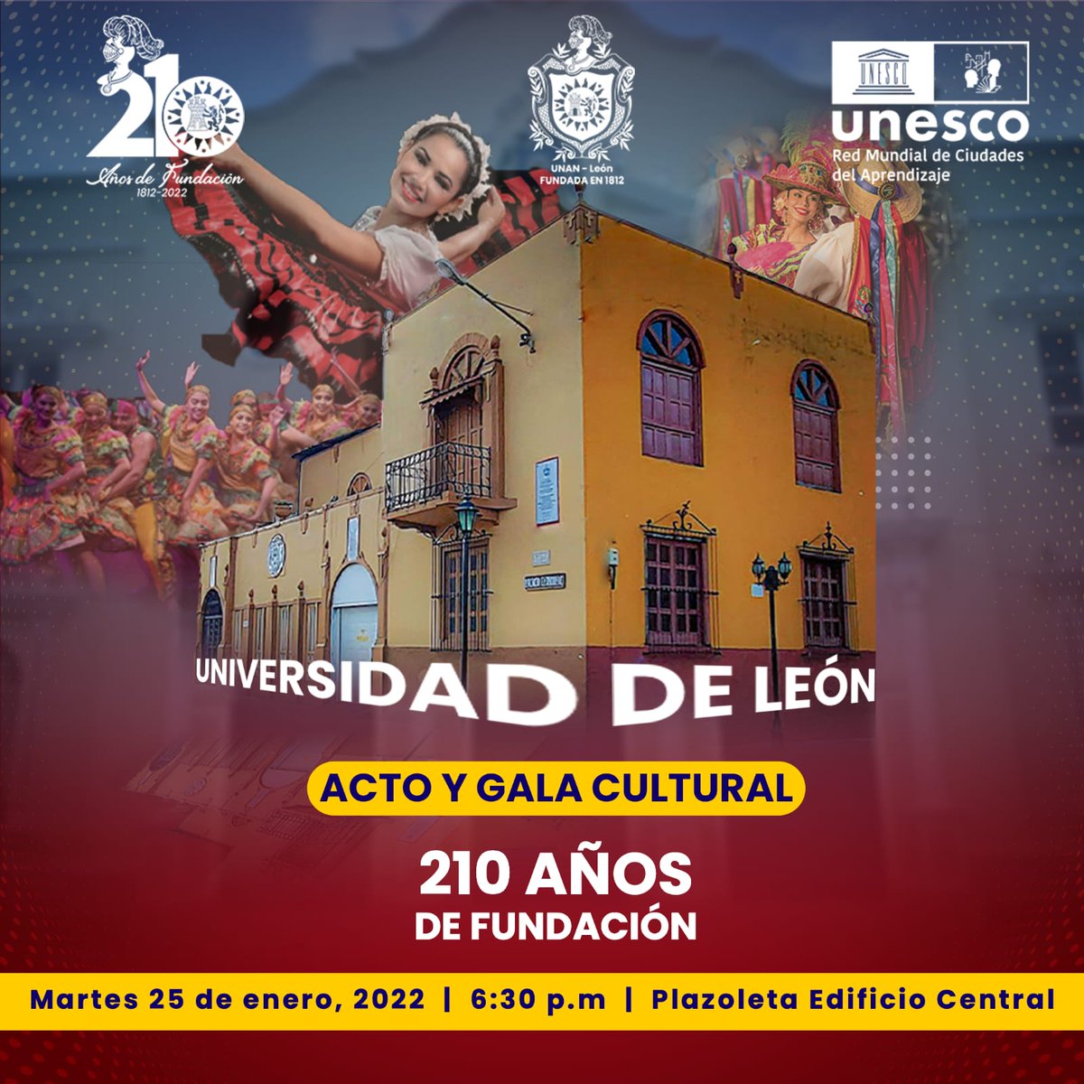 Nuestra Magna Casa de Estudio Bicentenaria UNAN-Leon, festeja sus 210 Años de Fundación con una alegre Gala Cultural 👋🎻🎤🎶
#210AñosUnanLeon 
#LeonRevolucion