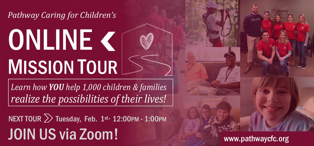 NEXT Tuesday join us ONLINE for our first Mission Tour of 2022! Be inspired by stories of hope and healing, and learn how YOU help children and families realize the possibilities of their lives! RSVP: ow.ly/KYRC50HzfU5