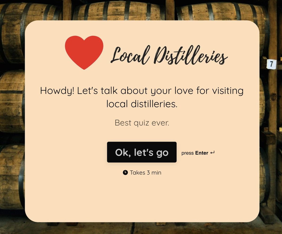 tuesdayswitho's tweet photo. Cheers! Do you enjoy drinking local spirits? Does your heart flutter every time you visit a new distillery?

If so, I’d love to pick your brain for a client tourism project. Here’s the 3-minute quiz: https://t.co/6auM8JPfPf 

#distilleries #curious #tourismmarketing https://t.co/emo9CF2FVK