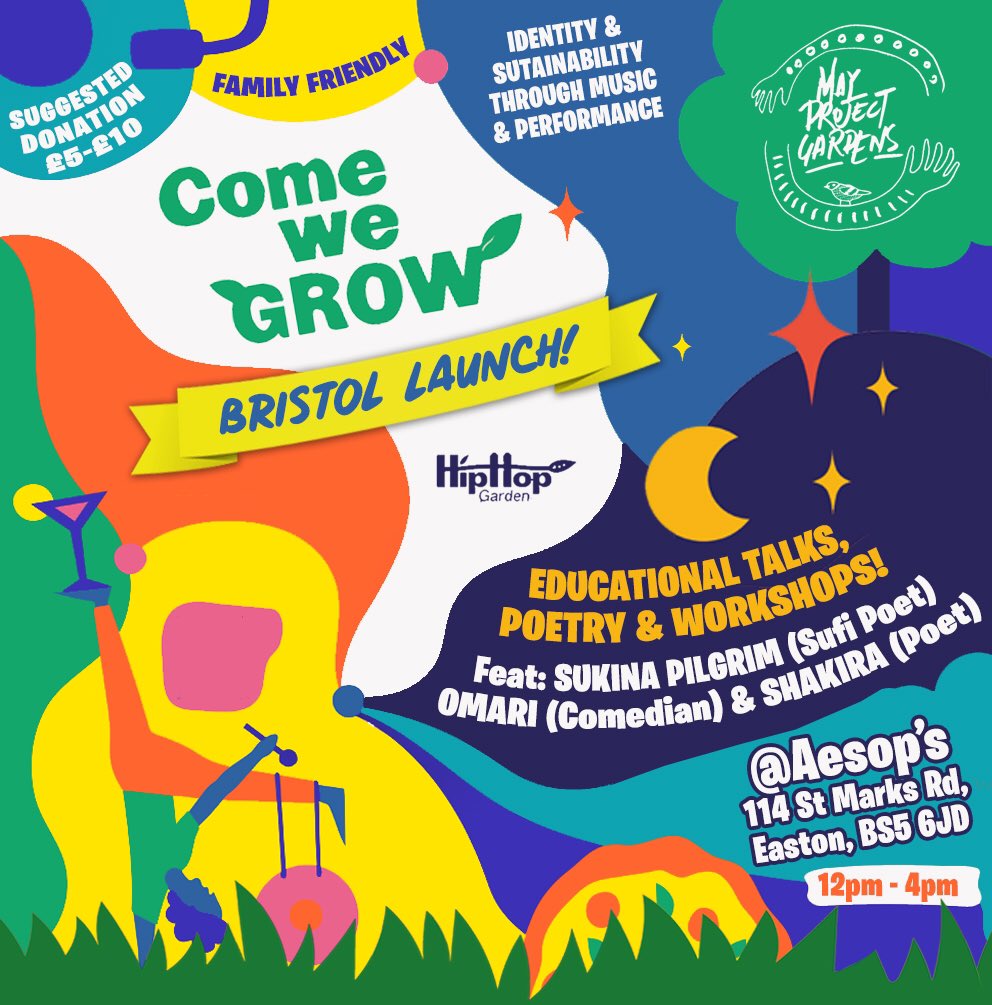 KMT_MAY's tweet photo. Come We Grow BRISTOL launches this Sunday 30th January!

The event will be across 2 venues. The first part is the daytime event with workshops, educational talks and poetry and will run from 12pm until 4pm at Aesop’s.

At 4pm we will move to nxt venue for the afterparty! https://t.co/hNvuSw0w9r
