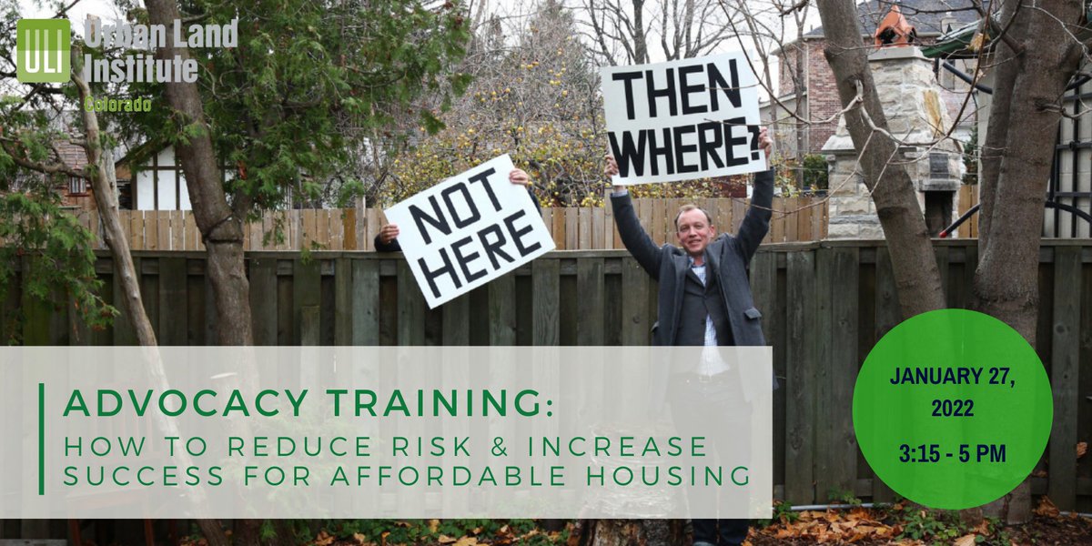 Join us for a virtual event this Thursday, 1/27 from 3:15-5pm: “Advocacy Training: How to Reduce Risk &amp; Increase Success for Affordable &amp; Workforce Housing." More info and registration here: colorado.uli.org/events/detail/…