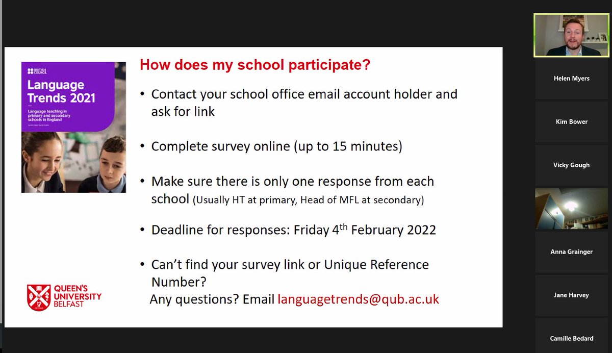 HelenMyers's tweet photo. Listening to @DrIanCollen encouraging us to ensure schools participate in the Language Trends survey.  It is so important to get a representative sample from primary and secondary.  @ALL4language #mfltwitterati https://t.co/KuDPDtcLNe