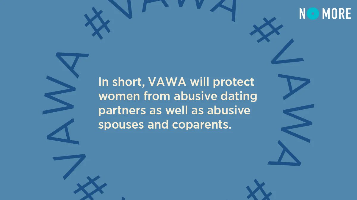 NOMOREorg's tweet photo. 3 women are killed by a partner every day in the United States. We must close the boyfriend loophole to protect all survivors from abusive partners.

Call your senator and urge them to cosponsor and vote for VAWA Reauthorization. #VAWA #VAWA4All https://t.co/45KLvS5Xa7