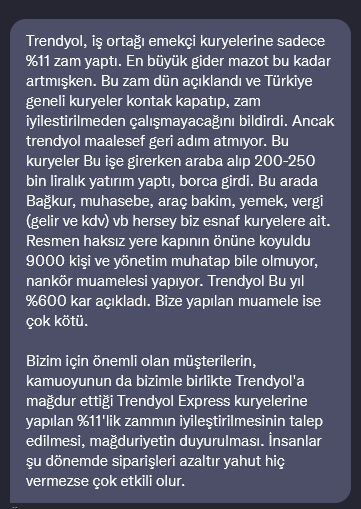 Trendyol ile ligili bana gelen bir mesaj. Bu konuda kamuoyu desteği istiyorlar. Kendi sözleri daha kıymetli ben ne yazarsam yazayım #trendyolkuryezam