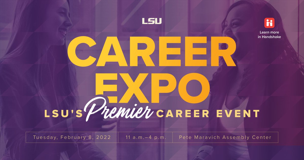 If you're trying to get your foot in the door as a professional, come to the Career Expo <a href="/LSU/">LSU</a>!

Connect with more than 100 employers looking to hire students from all majors and classifications. 

To sign up and learn more, check out the link below👇🏼
bit.ly/33KykKD