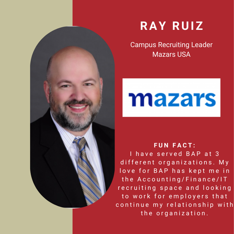 _BetaAlphaPsi's tweet photo. #ProfessionalPartnerTuesday is an opportunity for BAP members to learn about the Professional Partners that support BAP. Have you wondered what they do outside of work? Now’s your chance to learn about them! This week we are spotlighting Ray Ruiz from @MazarsinUS ! https://t.co/VB6bHOkhnm