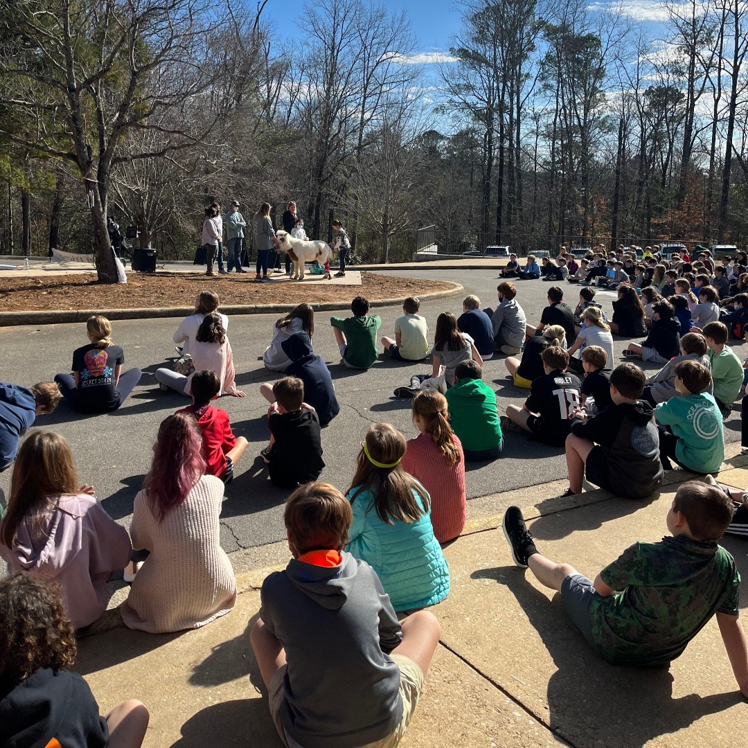 TheRedBarnAL's tweet photo. Circle of Friends at Brookwood Forest Elementary School was perfect. A few of our students got to help show off Pogo! Thank you to Principal Pitner and the Bateh family for inviting us! https://t.co/61srBvl4Ls