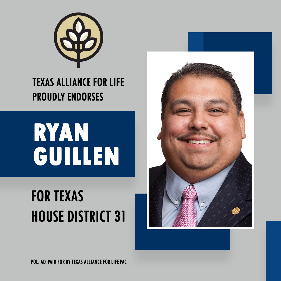 TAL is proud to endorse Rep. Ryan Guillen for State Rep for HD 31. Early voting starts Monday, February 14 and primary election day is Tuesday, March 1. Please vote pro-life. https://t.co/ythUychyfH