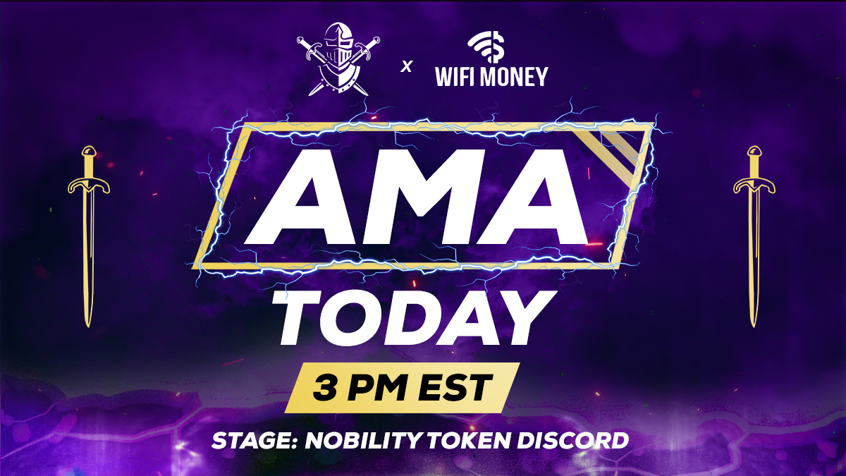NobilityGG's tweet photo. 🔥⚔️ AMA with WiFi Money is now live! ⚔️🔥
Click here for AMA: https://t.co/O4jjHjKiNZ

#NobilityToken #WiFiMoney #NobilityAMA #NFTs #Crypto #NobilityDiscord #NobleKnights https://t.co/bE2g9DtNvW