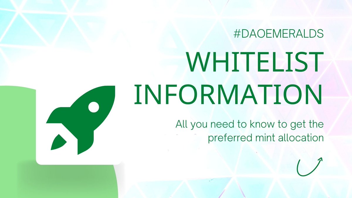 DAOEmeralds's tweet photo. π WHITELIST INFO (CLAIM YOUR ROLE) π
π¨ If you filled out the whitelist form last week you have to join our discord and claim your whitelist role: https://t.co/KSwqz8Vr0Y
#EmeraldChain #NFT #DAOEmeralds https://t.co/YcXnNk2wU4