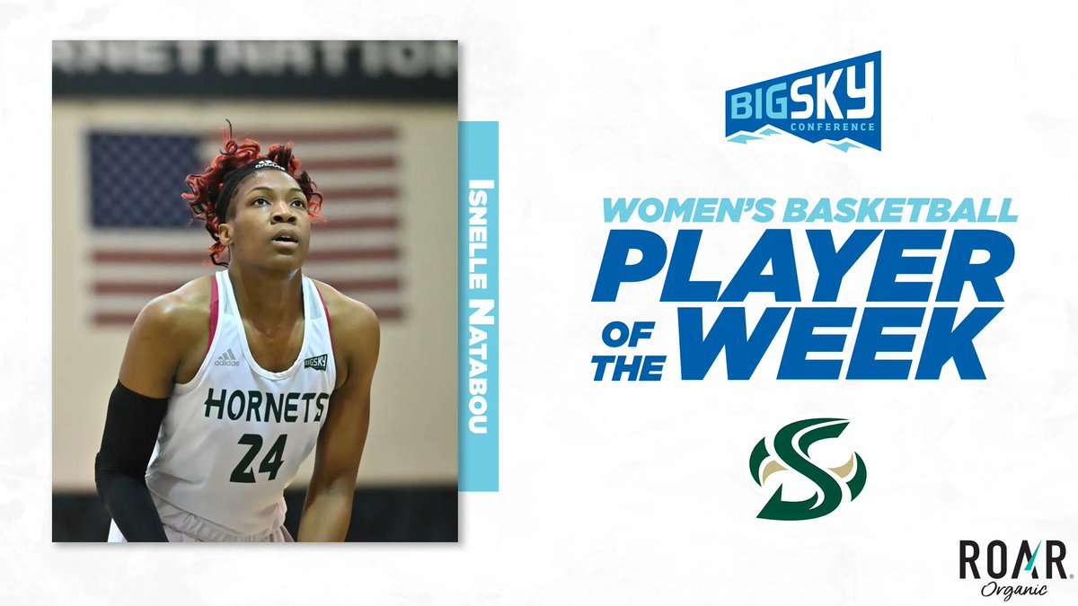 For the second consecutive week, @SacStateWBB's @IssyNatabou is this week's @ROARorganic #BigSkyWBB Player of the Week❗️ ❗️ 📊 : PPG: 15.0 RPG: 15.0 BPG: 1.7 SPG: 1.3 FG%: .750 📰 : buff.ly/3AtZqRY