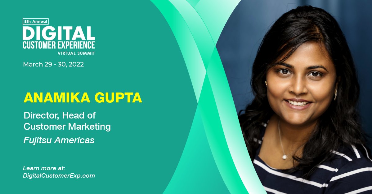 We are excited to announce our first speaker for #DCX2022 - join us in a big welcome to Anamika Gupta, Director, Head of Customer Marketing at <a href="/FujitsuAmerica/">Fujitsu Americas</a> 

For the full speaker list &amp; agenda click here: loom.ly/Buc0Nyg

#cx #CustomerExperience #digitaltransformation