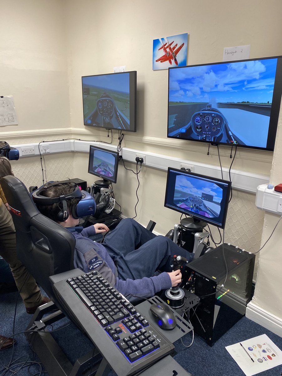 CEYorks's tweet photo. Sunday saw cadets from @35WetherbySqn and @1953_Squadron attend the Wing Aviation Centre for a Basic Aviation Course. They got the chance to complete the new Blue Synthetic Training syllabus, as well as use the state of the art Virtual Reality Flight Simulators. #astra #aircadets https://t.co/OkwYXNguhp