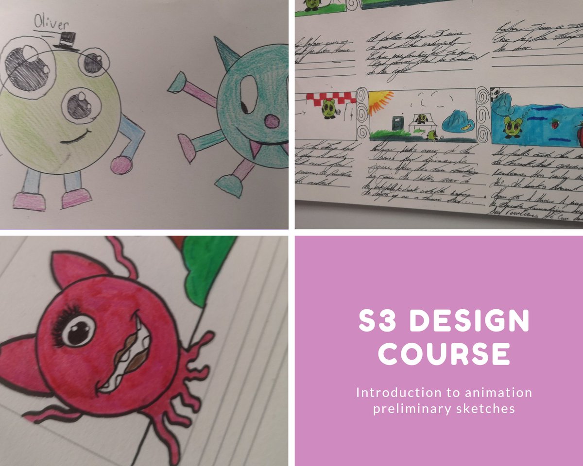 MissDM_TECH_Ed's tweet photo. S3 Graphics/Creative Thinking course using preliminary sketches in their character designs and storyboards. What a talented bunch!! 😍😍👏👏⬇️ https://t.co/aXiTW0e8t9