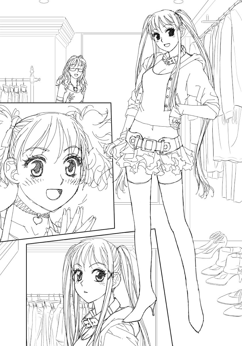 「My doll house」の下描き
台詞フキダシ無し絵その、136

やっぱりサイハイブーツが好き😍 