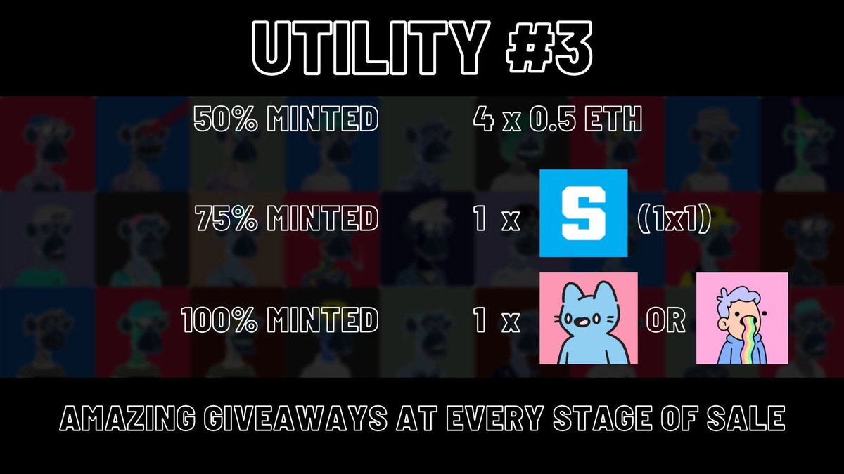 #Giveaways at every stage of mint.
- $ETH 
- #Sandbox Land
- #CoolCats / #Doodles 

#PABC #NFTs #NFTGiveaway #NFTCommunity #NFTUtility #BAYC #MAYC