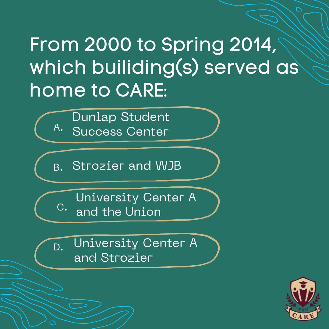 ✔️ TRIVIA TUESDAY ✔️: CARE is currently located in the Thagard Building on campus. However, Thagard has not always been the home to CARE. Cue memories and feelings of nostalgia fro CARE00 to CARE13. Reply to let us know where you think CARE was located before Thagard! #CARETrivia