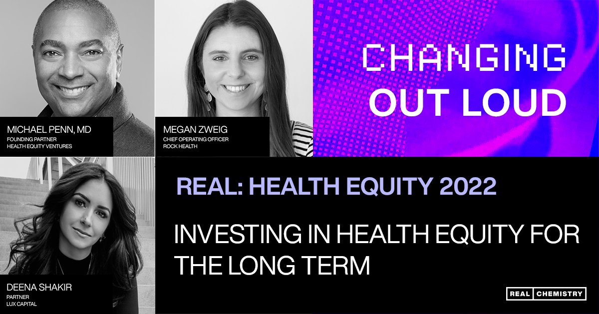 Centering #healthequity is an industry imperative. Rock Health COO <a href="/MeganKZweig/">Megan Zweig</a> joined fellow #health experts at <a href="/RealChemistry_/">Real Chemistry</a>'s Real: Health Equity Summit to discuss investing in equity for better outcomes. Watch the video for some inspiration! realchemistry.com/article/real-h…