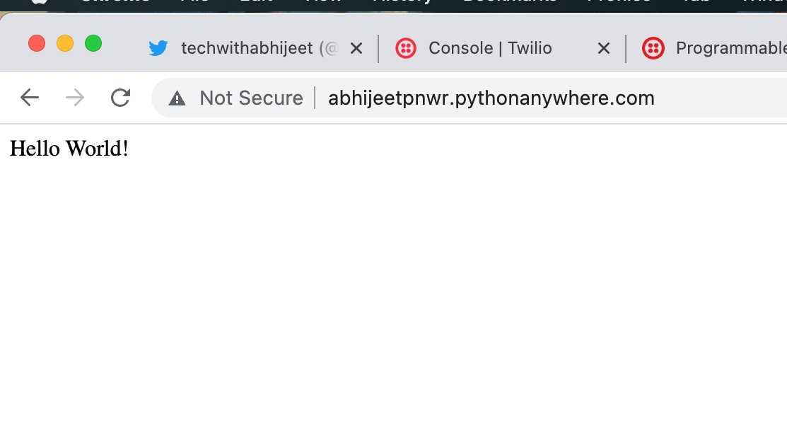 techwidabhijeet's tweet image. #DAY3 of #100DaysOfCode
Read about receiving and responding to Incoming Messages with TwiML using #Twilio. Since I need a webhook to receive and respond to WhatsApp messages, so created and hosted my web application on #pythonanywhere.