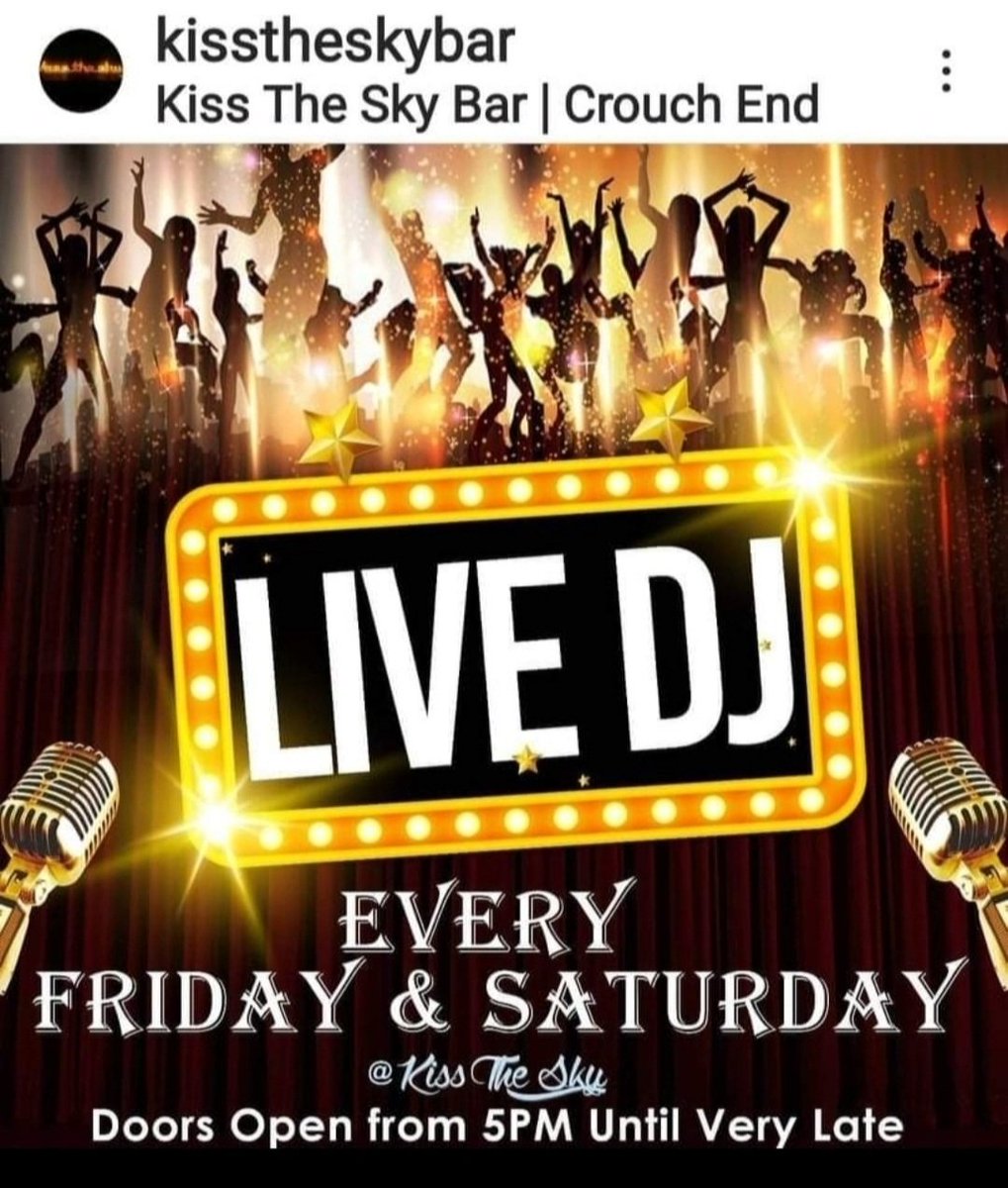 KISS THE SKY presents the LAST WEEKEND of JANUARY 2022 
PARTY NIGHT OUT FRIDAY 28th & SAT 29th 8.30pm-LATE 
RESIDENT DJ VICTOR ANDERSON playing
R'N'B, SOUL CLASSICS, REGGAE DANCEHALL, AFROBEATS, AMAPIANO, HOUSE, GARAGE UK
FREE ADMISSION. SEE YOU THERE.
https://t.co/rDL079wsgr https://t.co/B4zAtVxsAB