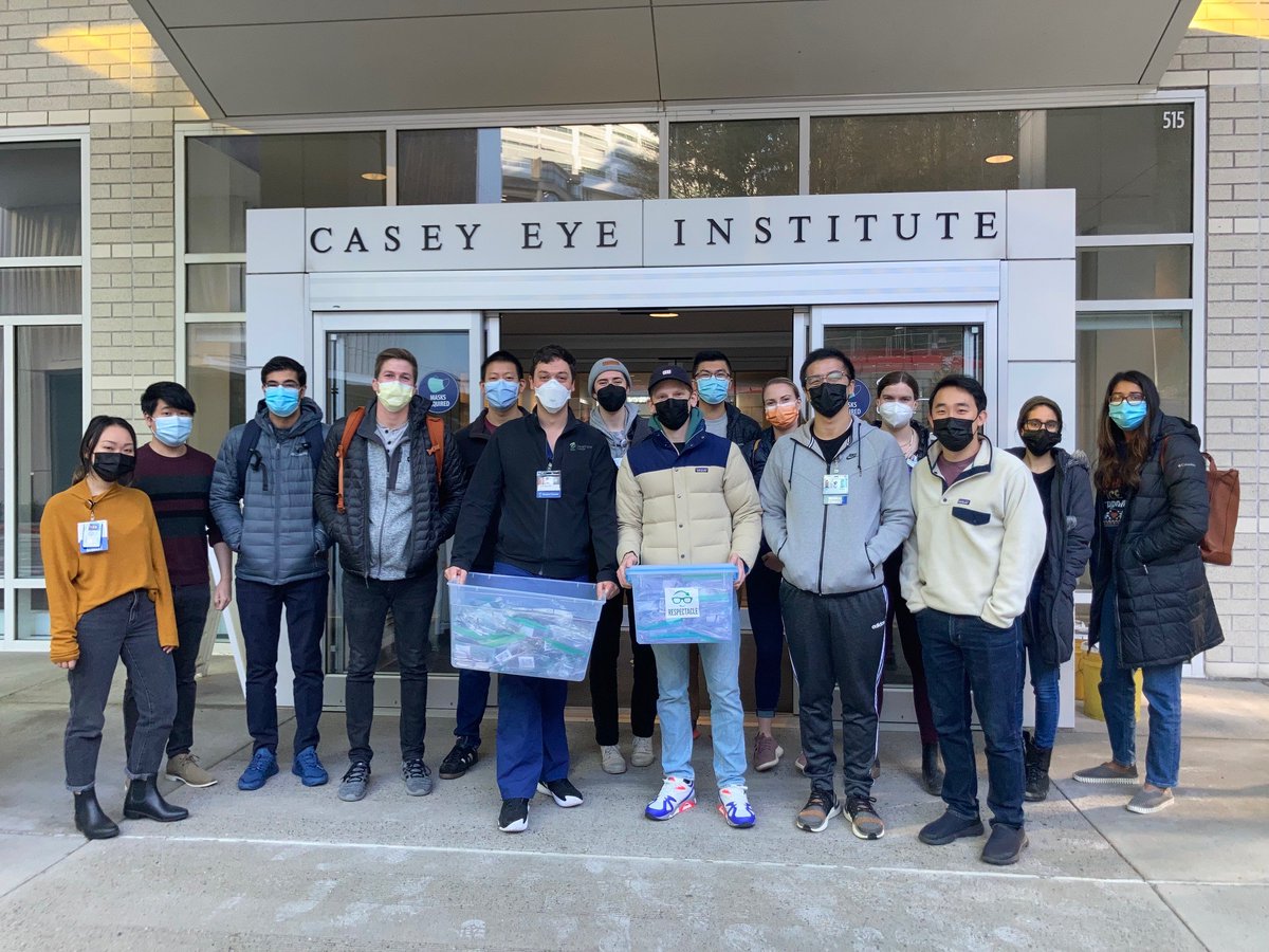 CaseyEye's tweet photo. A group of medical students joined ophthalmology residents to process about 250 donated pairs of eyeglasses. The glasses will be shipped to @respectacleorg for redistribution to underserved communities worldwide. Thanks to this awesome group of volunteers! #ohsu https://t.co/T1QH8CcAqI