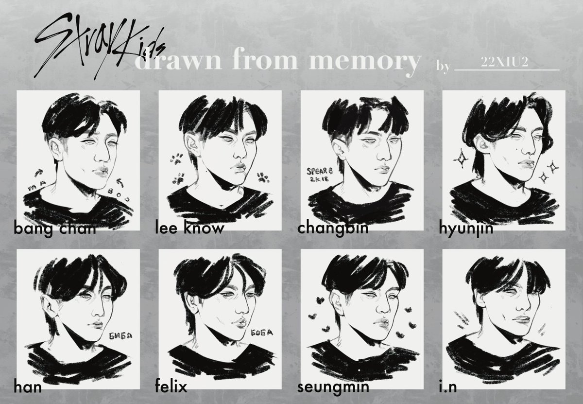 22xiu2's tweet photo. я решилась нарисовать skz по памяти... и больше я подобным заниматься не хочу)))) однако рекомендую вам тоже попробовать и ощутить на себе всю тяжесть мира) https://t.co/eRQDN6QgQi