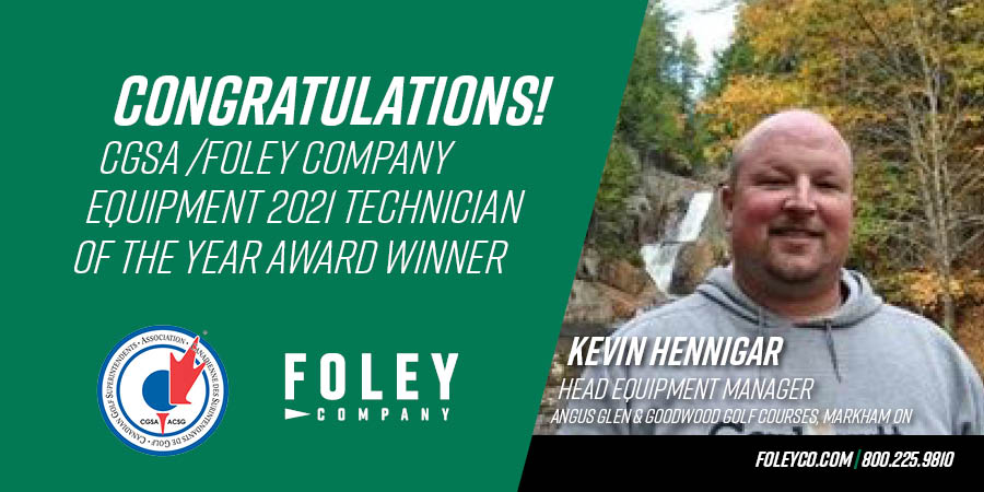 Congrats to Kevin Hennigar, the 2021 Canadian Golf Superintendents Association (CGSA) Technician of the Year Award Winner sponsored by Foley Company. <a href="/Canadianeh79/">Kevin Hennigar 🧰🔧⛳🇨🇦</a> you are truly deserving of this honor.  Again congrats from all of us at Foley Company. 
foleyco.com/cgsa-announces…
