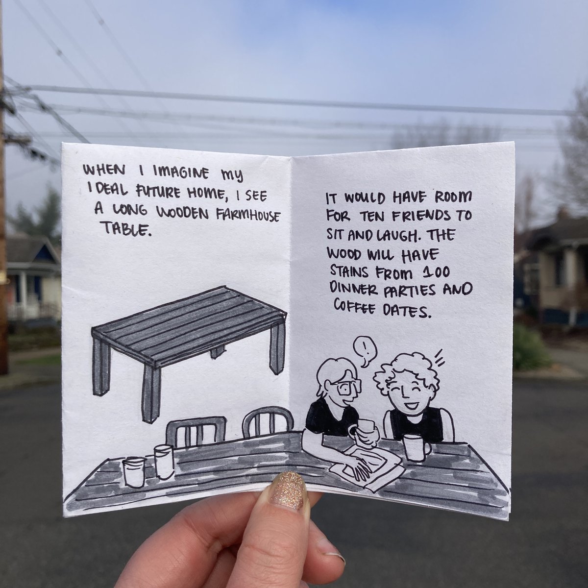 mirkwork's tweet photo. Today's zine is called: "A table for my friends." https://t.co/ID2HSs7Dyf