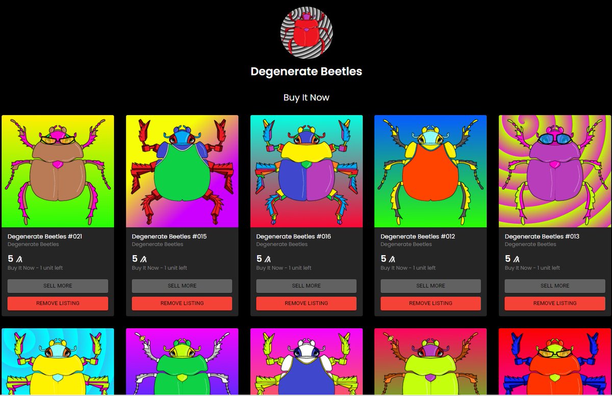 We are now verified on <a href="/ALGOxNFT/">ALGOxNFT</a> !!  The next 10 Degenerate Beetles have dropped! 

algoxnft.com/collection/deg…

#algo #algorand #AlgoNFT #NFTCommunity #algofam