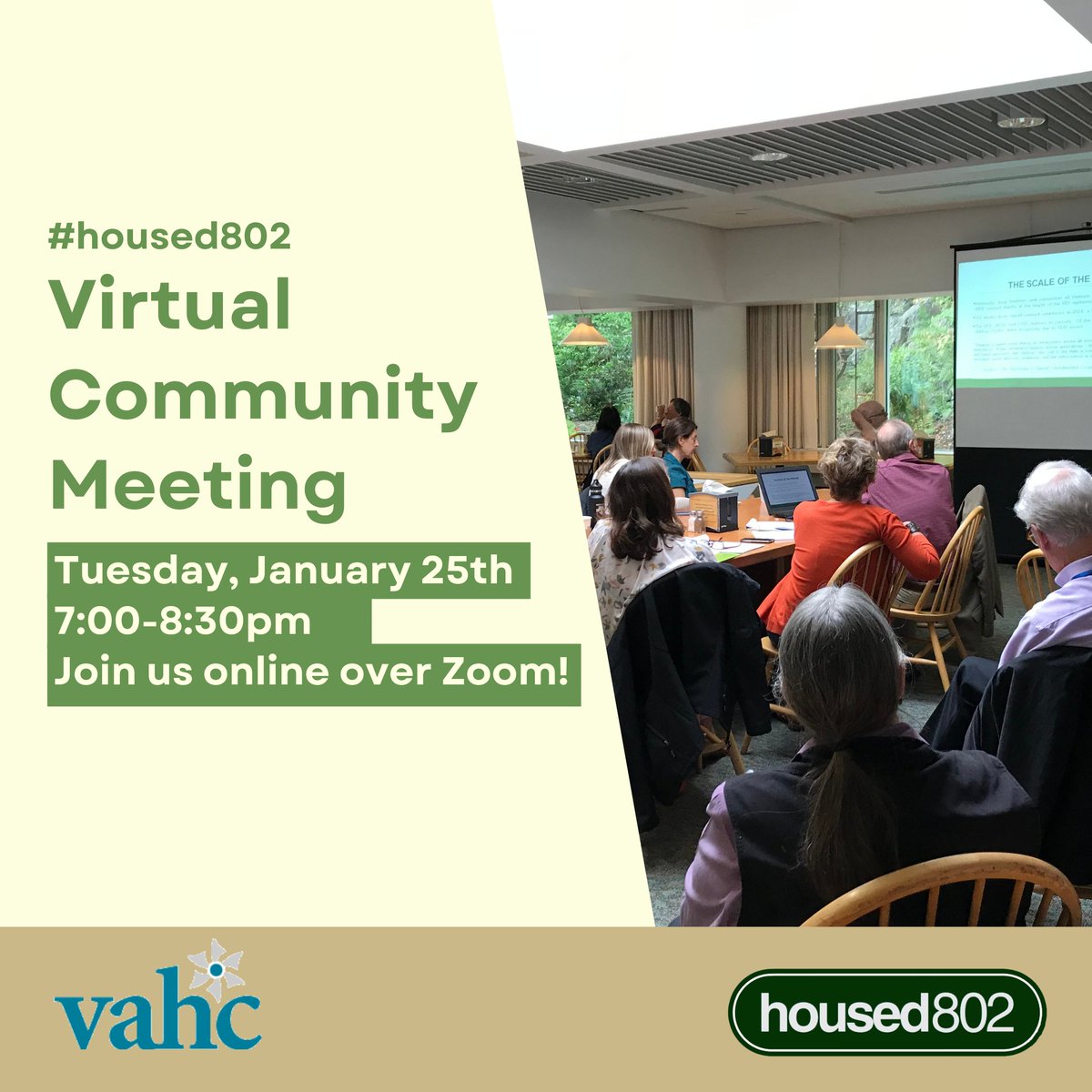 Join us for our #housed802 virtual Community Meeting tonight at 7pm! We will cover the latest state housing policy and our legislative priorities. fb.me/e/4obXMNFei #affordablehousing #vtpoli