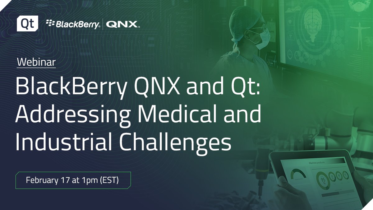 qtproject's tweet image. Join @QNX_News and Qt on Feb.17 to learn how to combine the two technologies to create safer and more reliable medical and industrial software. Sign up here: hubs.li/Q012RK0V0 #QtDev #BuiltWithQt