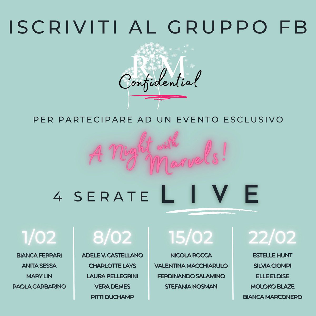 BookMarvels's tweet photo. 4 serate con #intervistelive ad autori eccezionali! Per assistere basta iscriversi al gruppo Facebook https://t.co/699k7O5EuT

#readingmarvels #anightwithmarvels #bookblog #blogger https://t.co/SoE706isiV