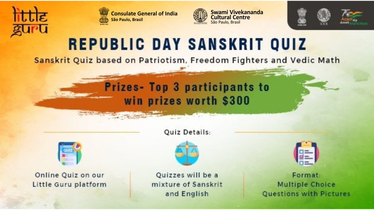 Little Guru Republic Quiz is live now! Prizes worth $300 are up for grabs. Participate now: little-guru.com/quiz_level
#sanskrit #sanskritquiz #learningsanskrit #sanskritcompetition