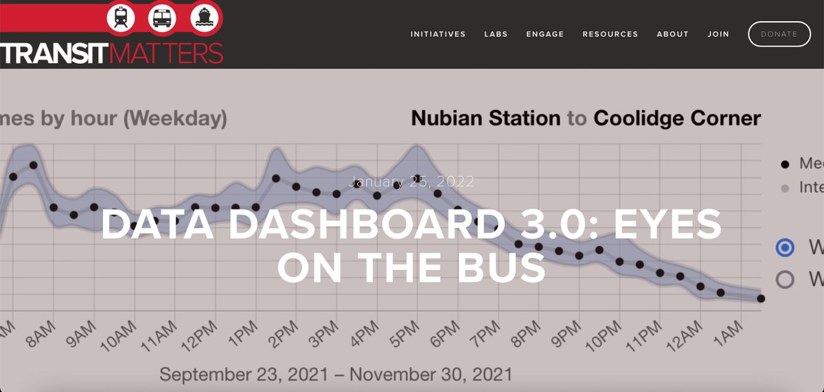 We are extremely excited to announce the launch of our new Bus Data Dashboard! It features some of the most highly-used bus routes, providing a useful picture of bus service and ridership in the MBTA service area.
