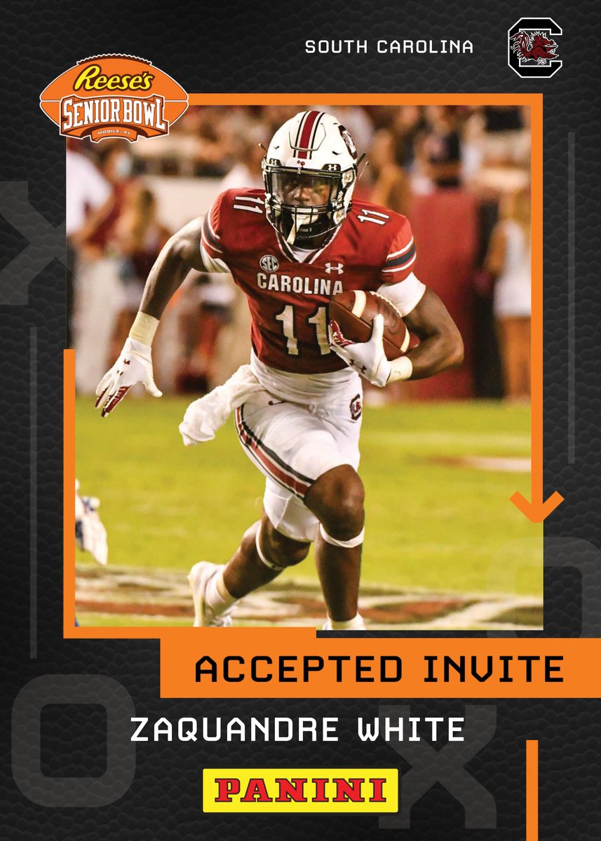 Reese's Senior Bowl (@seniorbowl) on Twitter photo OFFICIAL! RB ZaQuandre White <a href="/Iam_ZWhite/">Quan White</a> from <a href="/GamecockFB/">South Carolina Football</a> is heading to the 2022 @Reeses Senior Bowl!!! #SpursUp ๐ค ZaQuandre will suit up for the #Lions and the American Team.
#TheDraftStartsInMOBILEโข๏ธ
@JimNagy_SB <a href="/PaniniAmerica/">Panini America</a> #RatedRookie OFFICIAL! RB ZaQuandre White <a href="/Iam_ZWhite/">Quan White</a> from <a href="/GamecockFB/">South Carolina Football</a> is heading to the 2022 @Reeses Senior Bowl!!! #SpursUp ๐ค ZaQuandre will suit up for the #Lions and the American Team.
#TheDraftStartsInMOBILEโข๏ธ
@JimNagy_SB <a href="/PaniniAmerica/">Panini America</a> #RatedRookie