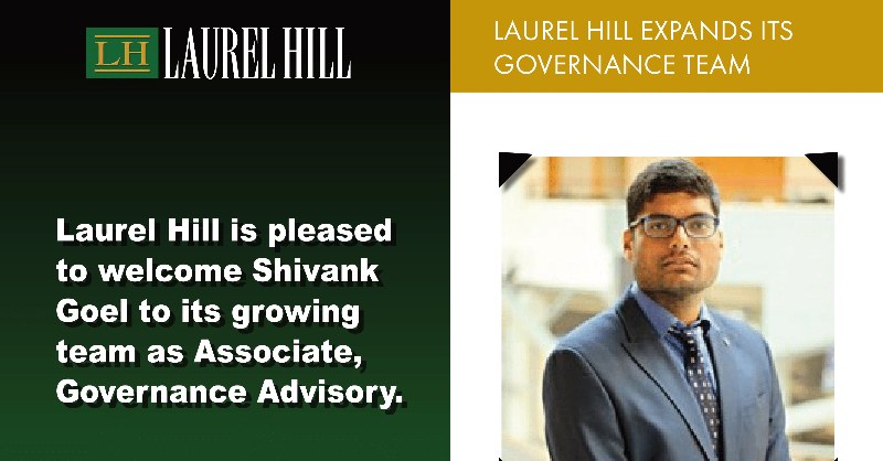 LaurelHillAdvGp's tweet photo. Laurel Hill welcomes Shivank Goel, as Associate, Governance Advisory. Shivank’s expertise in exec comp and governance  builds on expertise and helps our clients navigate the governance landscape. #esg #esginvesting #executivepay #executivecompensation #corpgov #governance https://t.co/MP7tMM9xyl