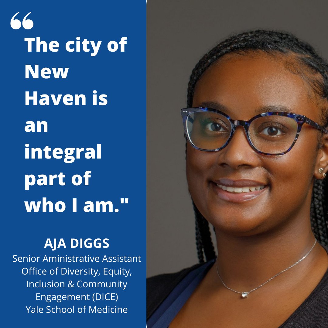 YaleMedExcel's tweet image. Aja Diggs, senior admin assistant at DICE, came to @YaleMed by way of @NewHavenPromise & says the city of #NewHaven has educated her, made her a humanitarian, and prepared her for the workforce. newhavenpromise.org/ajas-journey-t… #YaleDEI
