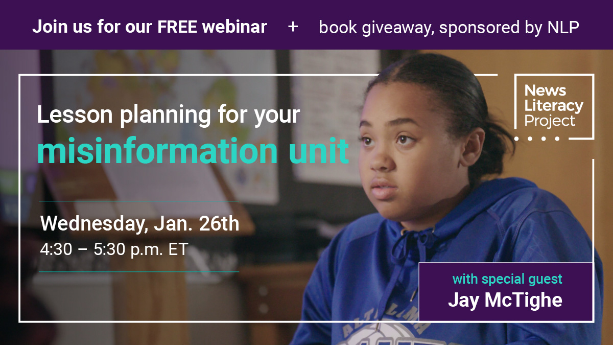 NewsLitProject's tweet image. Whew! That was quite the chat. We need a breather😂. Just a quick reminder that we've got another event tomorrow! With special guest @jaymctighe, join us for a 1st look at NLP's new framework for teaching news literacy. 
Register👉🏾 bit.ly/TeachingNNLW22
#NewsLiteracyWeek