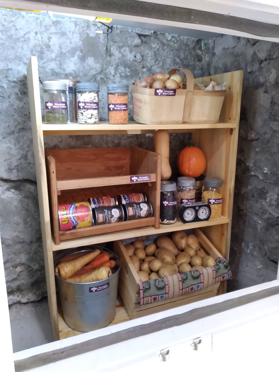 Check out the Root Cellar Demonstration & Learning Site at @10Carden in Downtown #Guelph. We've added shelving and  lots of containers to show you how to outfit your #RootCellar. #SustainableFoodStorage